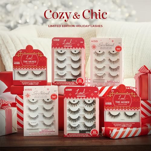 KISS So Natural False Eyelashes, 8mm-10mm, 4 Pairs + Adhesive