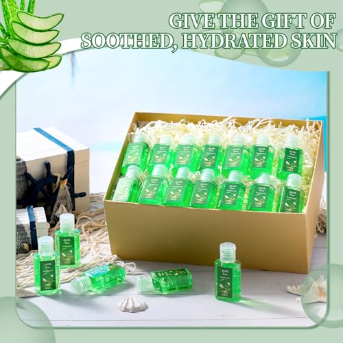 24 Pcs Mini Aloe Vera Gel for Skin Travel Size 1 oz Sunburn Treatment Party Favors Mini Moisturizer Travel Size Lotion Bulk for Thank You Gifts Wedding Beach Summer Flamingo Party Supplies