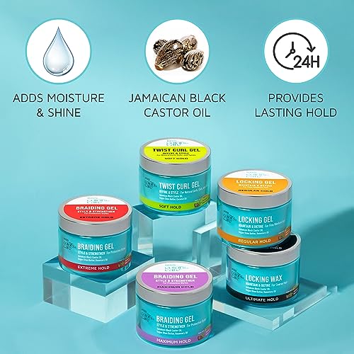 KISS COLORS & CARE Twist Curl Gel, 6 oz. - Flexible Hold, Perfect For Twists, Moisturizing & Promotes Hair Growth, No Buildup - Lightweight, Organic Jamaican Black Castor Oil