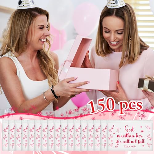Kacctyen 150 Pack Woman of Faith EVA Bags Gift Bulk God Is Within Her She Will Not Fall Women's Day Party Favor Mother's Day Christian Bible Reusable Clear Pouches with Zipper Waterproof Bag