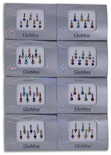 6-Pack Long Indian Bindis Face Gems Sticker Set