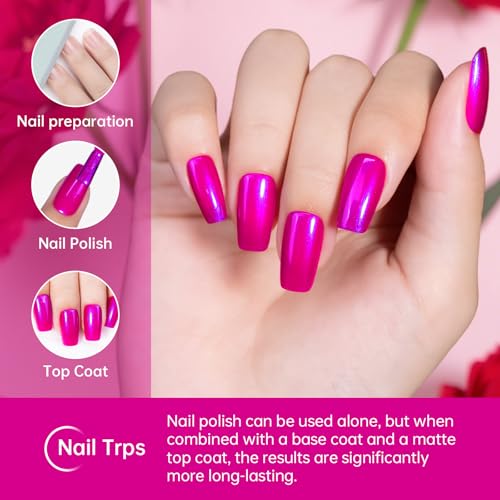COSMOO Quick Dry Nail Polish - Hot Pink Blue Shimmer