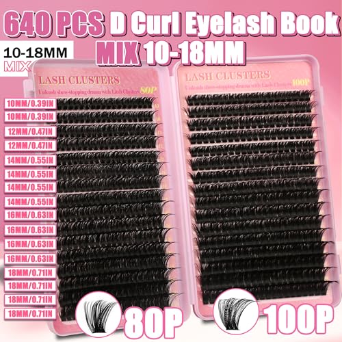 Lash Clusters Kit 640Pcs DIY Eyelash Extensions with Bond & Seal