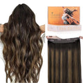 DOORES 12 Inch Wire Hair Extensions - 70g Remy Human Hair, Dark Brown to Chestnut Brown