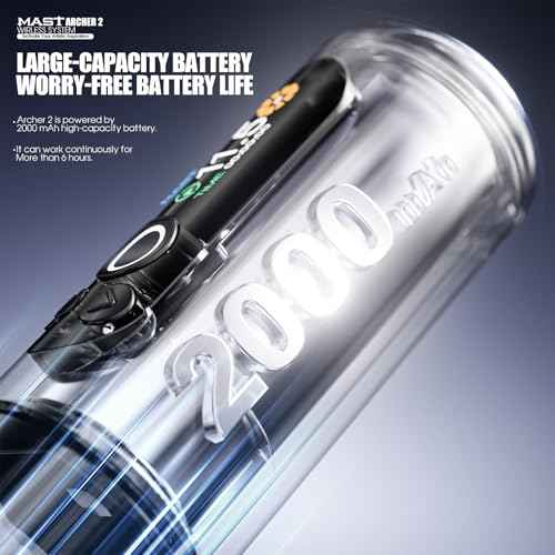 Mast Archer2 Cordless Tattoo Gun, Tattoo Machine Brushless Motor, Seamless Frame, 2000 mAh Battery, 3.5mm Stroke Length (Grey)