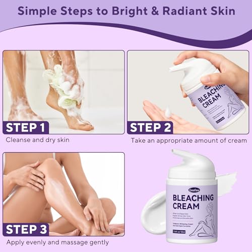 Skin Bleaching Cream, Skin Lightening Cream with Vitamin C for Intimate Areas, Dark Spot Remover for Body, Sensitive, Face, Intimate Areas Underarms, Knees, Elbows, Inner Thighs & Bikini Line,1.7fl OZ