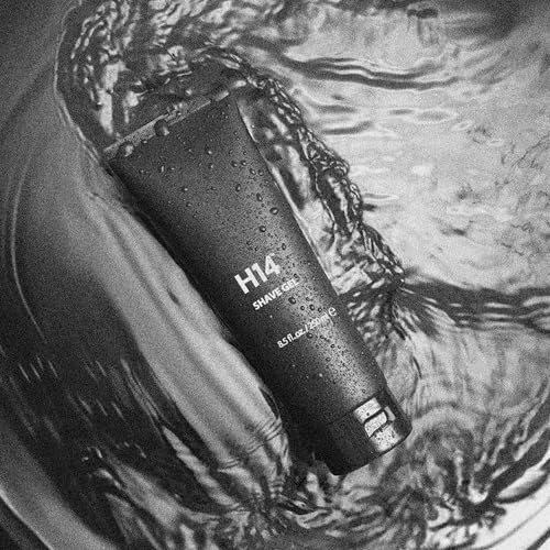H14 Shave Gel for Men ? Clear, Non-Foaming Gel with Glycerin & Panthenol ? Soothes Razor Burn for Sensitive Skin ? Precision Glide for Beard & Head Shavers ? 8.5 fl oz / 250 ml