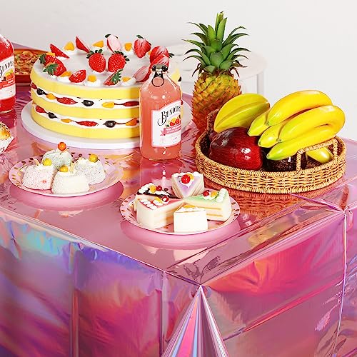 4-Pack Iridescent Pink Plastic Tablecloths 54x108