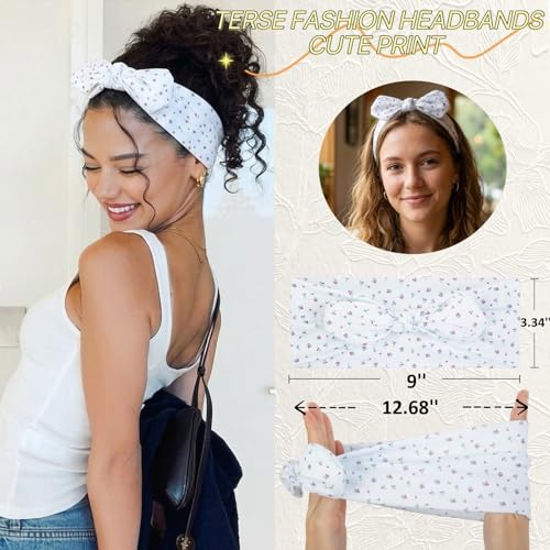 TERSE Boho Headbands for Women, 6-Pack Wide Floral Print Hair Accessories