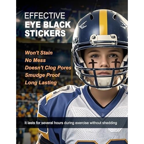 144Pairs Eye Black Stickers, Sports Face Eyeblack Sticker for Baseball Football Softball Themed Party Birthday Party Supplies