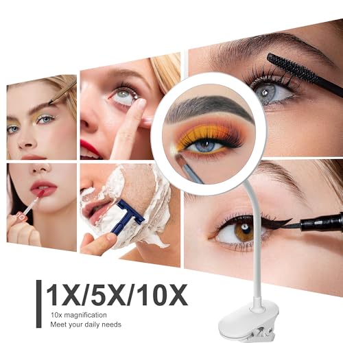 6.5" LED Makeup Mirror 5X Magnifying with Gooseneck Clip