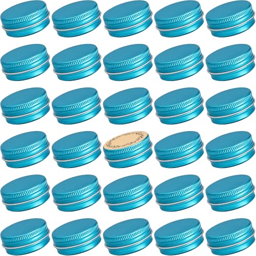 0.5oz Aluminum Screw Top Tins with Labels - 32 Pack