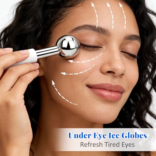 ideayard Under Eye Ice Globes Facial Massager, Stainless Steel Cooling Stones