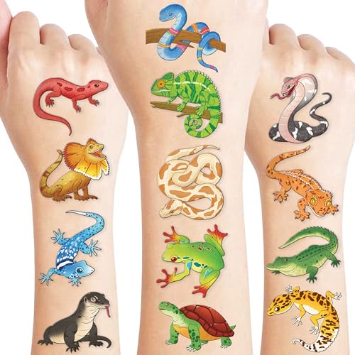 120 PCS Reptile Temporary Tattoos for Kids | Safari Party Favors
