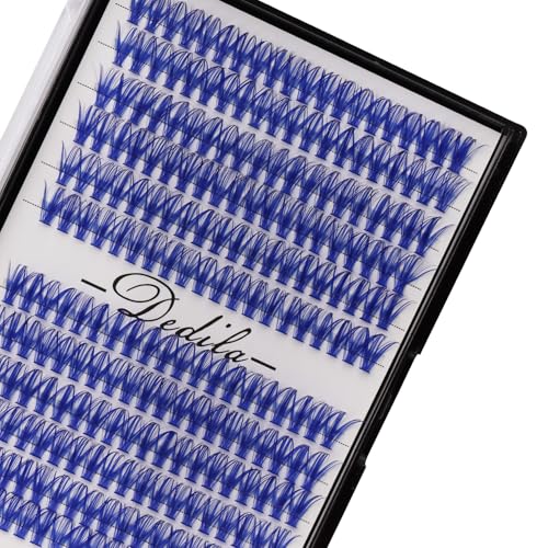 40D Blue Color Individual False Eyelashes D Curl Thickness 0.07mm Makeup Cluster Eyelashes Colorful DIY Eye Lashes (14mm)