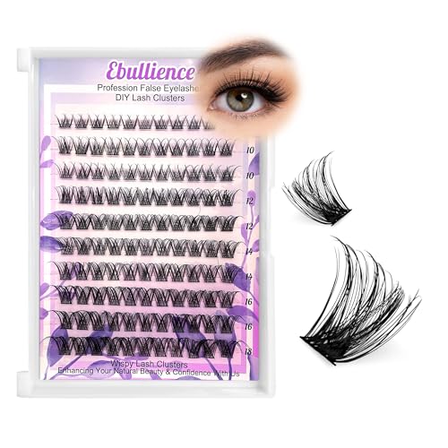 Lash Clusters Wispy D-Curl Eyelash Extensions 8-18mm Natural Volume Individual Lashes with Soft Thin Band 110 Clusters DIY Lash Extension for Beginners