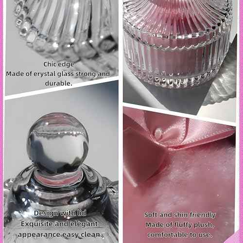 2 Pcs Large Body Powder Puff and Container Powder Container with Puff Crystal Case Soft Washable Reusable Velour Face Body Glitter Wet Dry Makeup (Pink)