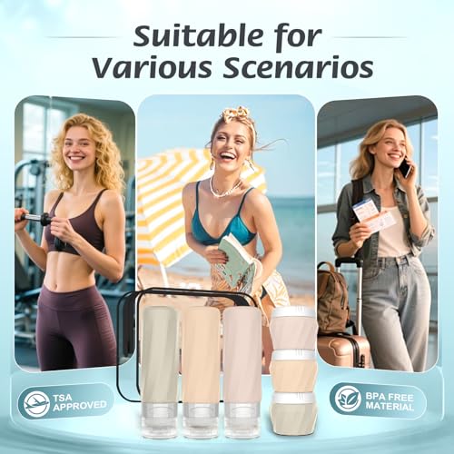 6Pcs TSA Approved Silicone Travel Bottles & Jars Set