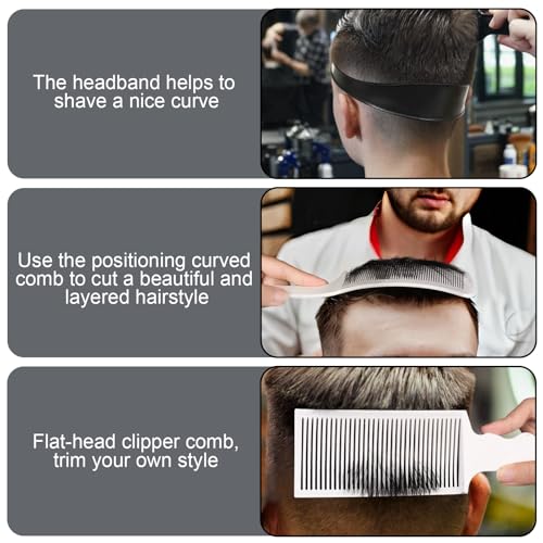 Men's Fade Haircut Guide Kit with Adjustable Silicone Band & Combs