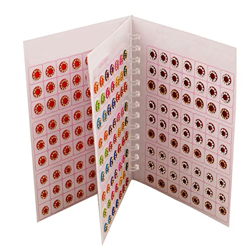 Multicolour Stone Bindi Kumkum Forehead Sticker Bindiya Bindi Booklet for Ladies (Medium Size 252 Stone Bindis Booklet)
