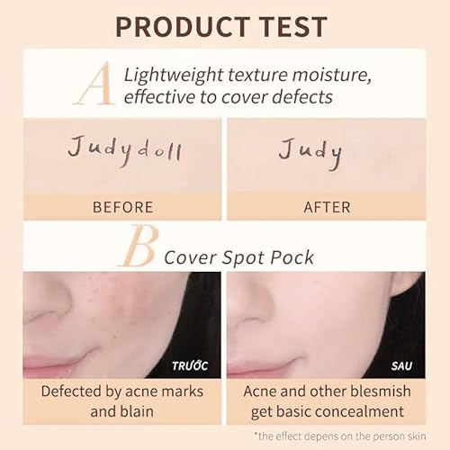 JUDYDOLL Liquid Concealer - Peach Flower Concealer Cream, Skin-Like Coverage for Dark Circles & Acne, Creamy & Lightweight Formula, Lightweight & Hydrating (02 Natural, Best for Natural Skin Tone)