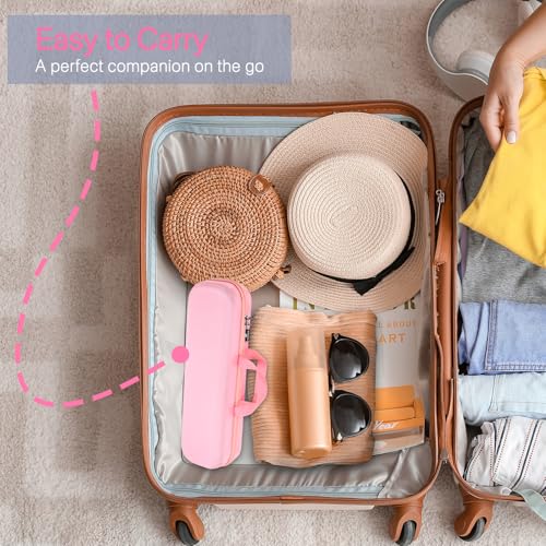 RAIACE Hard Carrying Case Compatible with dyson airstrait straightener, Travel Storage Bag. (for sale is case only) - Pink