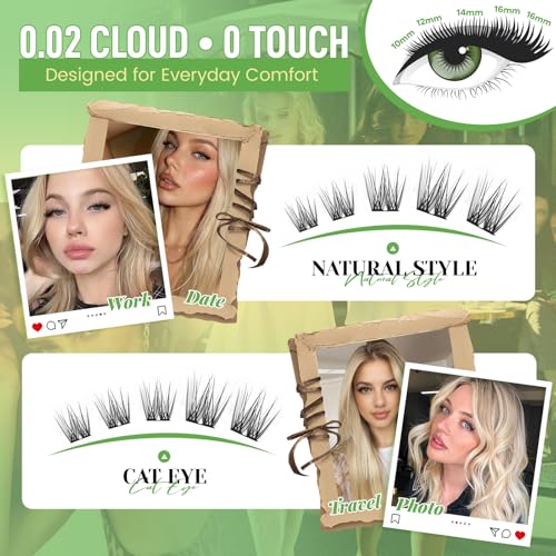 KEYYOU 0.02mm Natural Lash Clusters - 120 Pcs Wispy Extensions