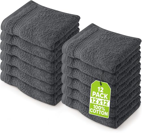Utopia Towels 12 Pack Premium Wash Cloths, 100% Cotton, 12x12 Inches