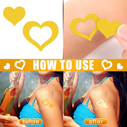 Fainne 400 Pieces Tanning Bed Stickers for Body Heart Labels Perforated Self Adhesive Small Sun Stickers for Tanning, 100 Pieces Per Roll, 1.2 x 0.8 Inches(Heart Pattern)