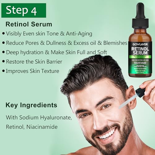 Men's 5-Piece Skin Care Set with Cleanser, Toner & Retinol Serum