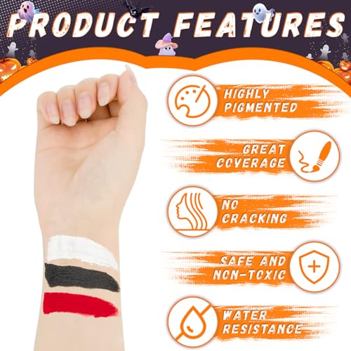 Black White Red Face Paint Set - 5.28oz Professional Makeup Kit