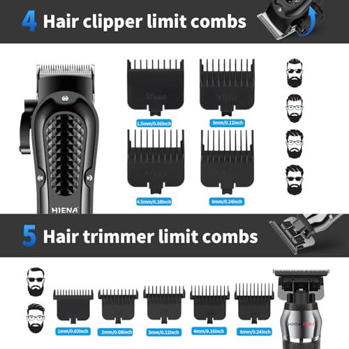 Cordless Hair Clippers & Trimmer Kit for Men - Professional Grooming Set