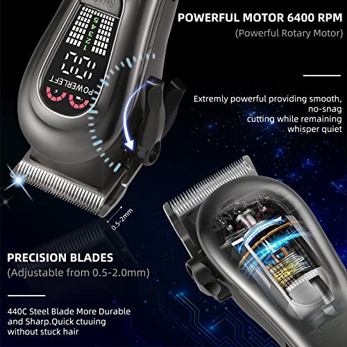 GEC Smart Hair Clipper for Men,Rechargeable -Professional Clippers,Low Noise 5-Mode Hair Clippers with Auxiliary Light Hair Trimmer Kit for Men