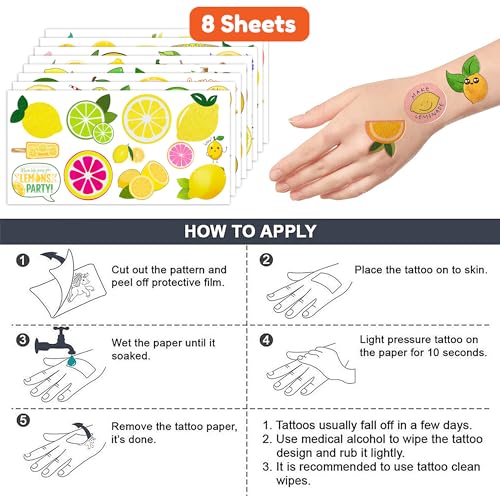 90 PCS Lemon Temporary Tattoos & Cup Stickers
