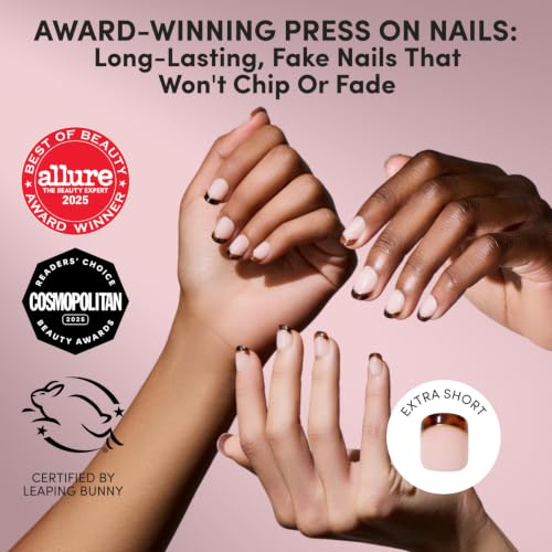 Glamnetic Press On Nails - Tortoiseshell French Tip Extra Short
