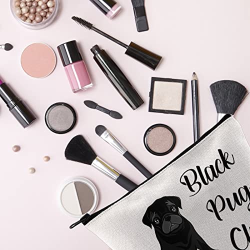 TSOTMO Pug Lover Gift Zipper Pouch Makeup Bag - Black Pug Club Puppy Love
