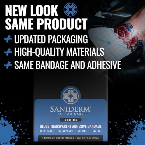 Saniderm Tattoo Aftercare Bandage 3-Pack - 6x8 Waterproof