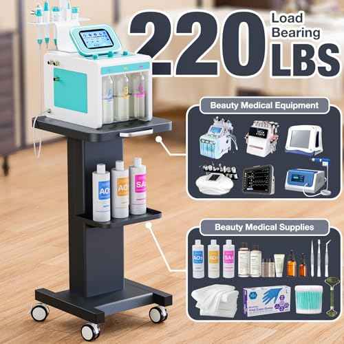 Noverlife Esthetician Trolley Cart with Wheels, Heavy Duty Carbon Steel Spa Beauty Salon Cart, Load 220Lbs, Esthetician Machine Stand Stability Strongly for Beauty Equipment Organizer Trolley