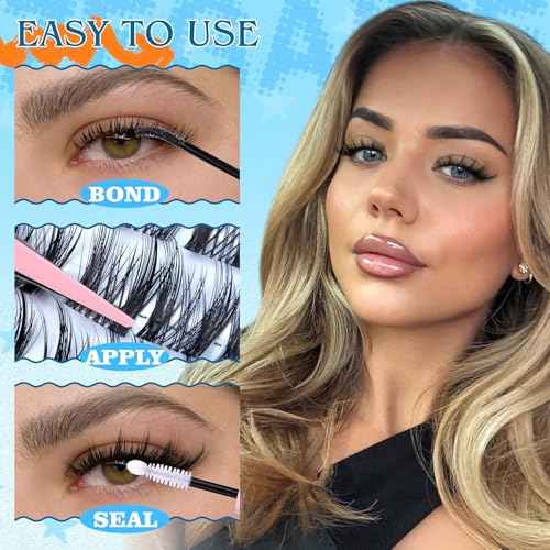 Manga Lash Clusters Kit Anime Eyelash Clusters Natural Look Clear Band Fairy Cluster Eyelash Extensions Spikes Individual Lashes Kit with Lash Bond&Seal, Tweezers 10-16MM 120Pcs by Zegaine