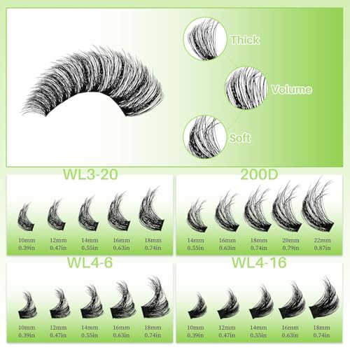 Lash Clusters Kit 540pcs D Curl 10-22mm Wispy Eyelashes