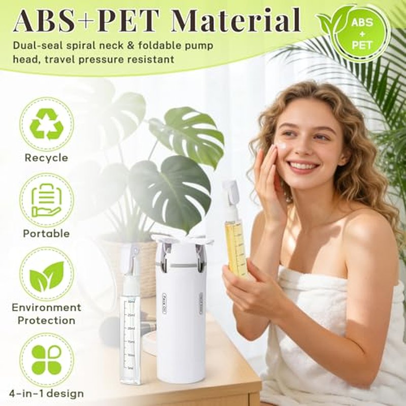 4-Pack 30ML Refillable Travel Bottles Set with Brushes & Funnel
