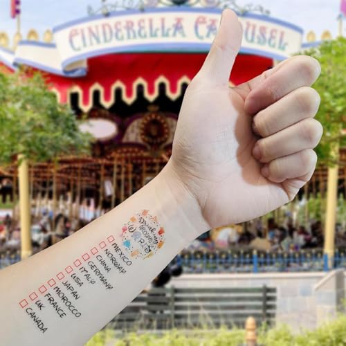 Drink Around The World Epcot Tattoo, Drinking Around The World Epcot Tattoo, Epcot Tattoo Drink Around The World, Pack of 8 Tattoo, Match with Your Drinking Around The World Epcot Shirt