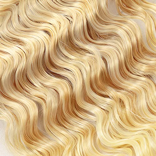 Deep Wave Human Hair Bundles 26 28 30 Inch 27/613 Blonde