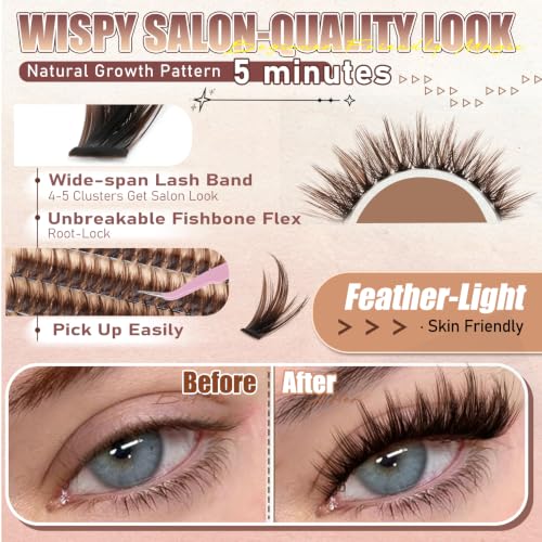 Brown Manga Lash Clusters - Wispy Eyelash Extensions 10-18MM