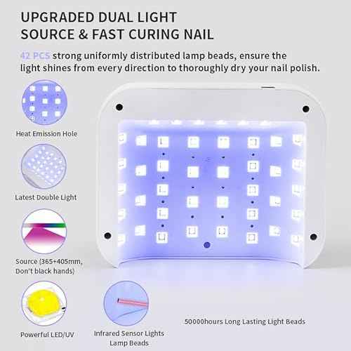 Cordless UV Nail Lamp, 268W Rechargeable UV Gel Nail Light, Sparkling Rhinestones Diamond UV Light, Professional Fast Curing Nail Dryer with 4 Timers Touch Control Auto Sensor for Salon & Home