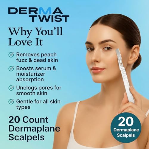 DermaTwist 10R Dermaplane Razor for Women Face ? 20-Pack Sterile Disposable Dermaplane Scalpels Facial Razors for Women Face Dermaplaning Professional Face Shaver