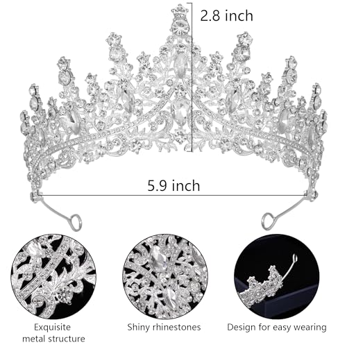 Tiaras and Crowns for Women Crystal Princess Tiaras Rhinestone Queen Crowns For Wedding Bridal Birthday Prom Pageant Party (Tiara 100)