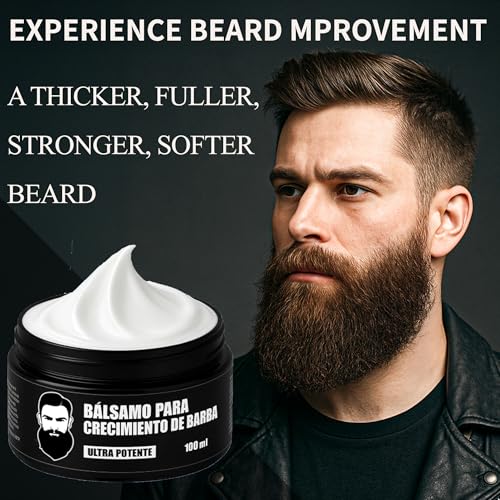 Estimulante de Barba, B?lsamo Para Crecimiento De Barba Ultra Potente, Barba Crema, Beard Growth Balm, Thicker, Fuller Beard & Hair 100ml/3.5oz (1)