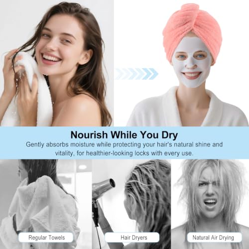Microfiber Hair Drying Towel Wrap 2-Pack Gray & Pink
