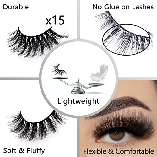 Wholesale Mixed Lashes Pack 3D Faux Mink Eyelashes 5 Style 50 Pairs Fluffy Volume Natural Charming Look Medium Length Eyelashes Cotton Band Handmade Reusable Soft False Eyelashes (5 styles-50 pairs)
